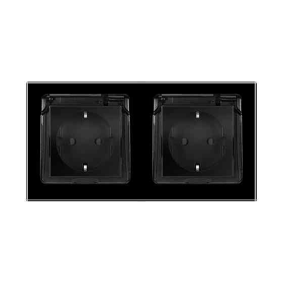 LIVOLO Подвійна електрична розетка вологозахисна з кришкою IP44 з заземленням, LIVOLO, чорна, с Коломия