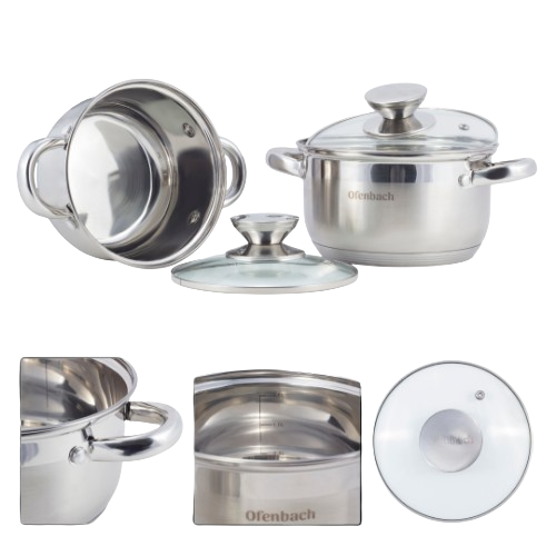 Набір каструль 4 предмети (каструлі 1,1/1,7л) нержавіюча сталь Ofenbach Житомир - изображение 2