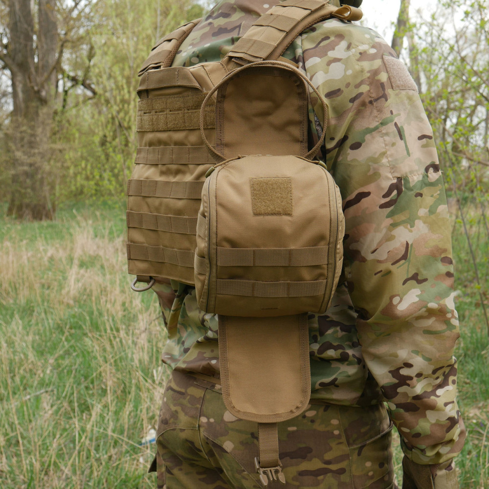 Подсумок-аптечка (быстрый сброс) Kiborg GU Cordura Coyote. Отрывной аптечный подсумок на пояс Киев - изображение 7