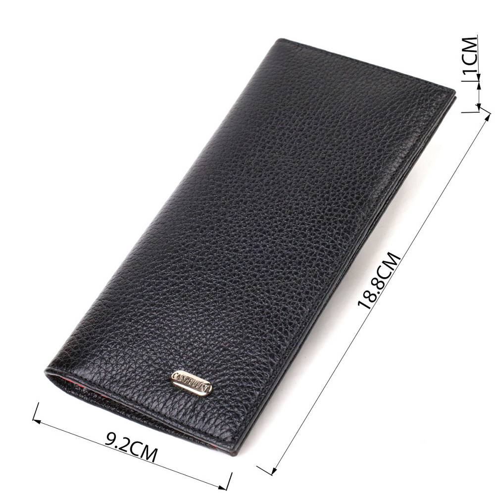 Вертикальний гаманець унісекс із натуральної шкіри CANPELLINI 21897 Чорний Київ - фото 3