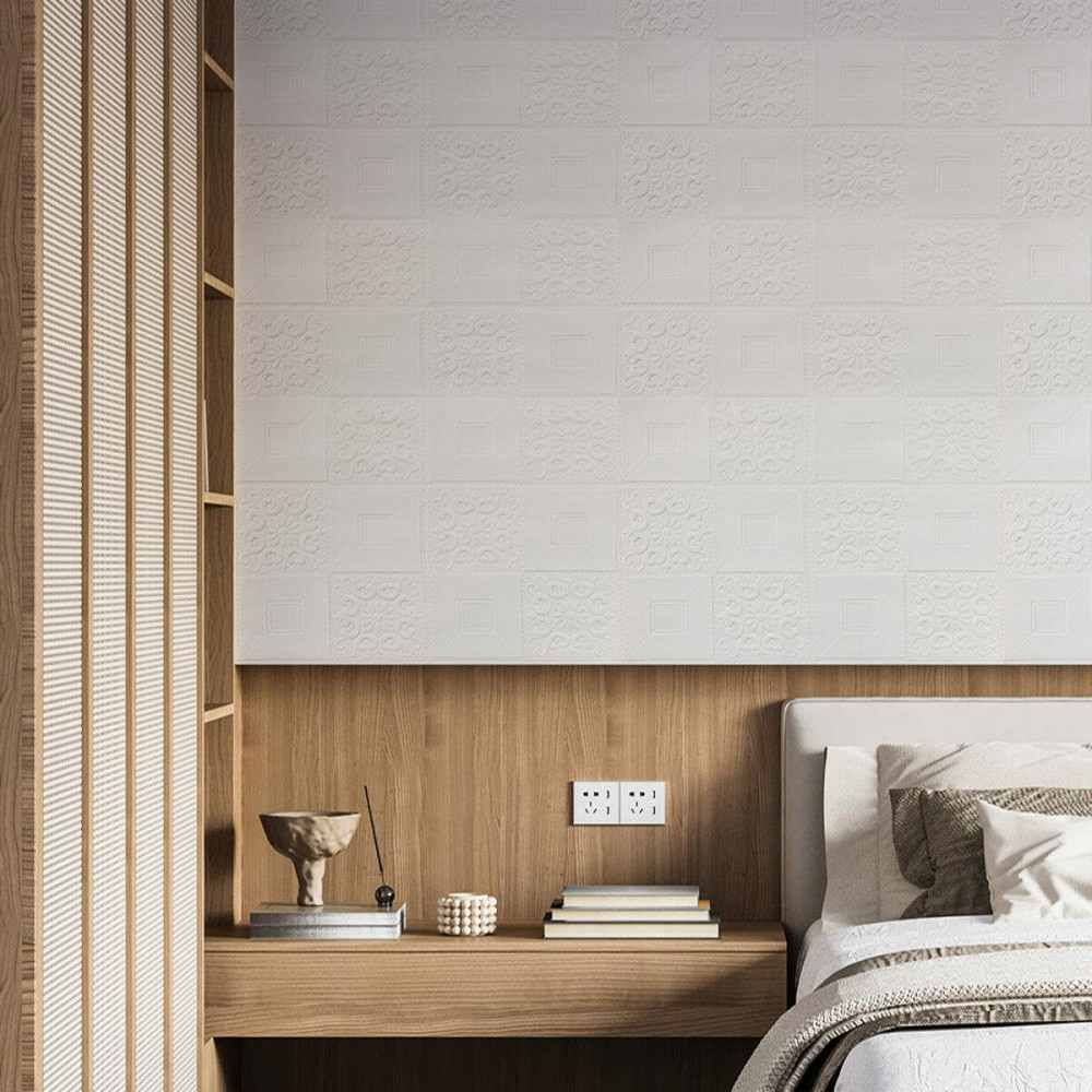 Самоклеюча декоративна настінно-стельова 3D панель 700х700х3мм Білий(114-3) SW-00000697 Дніпро - фото 5