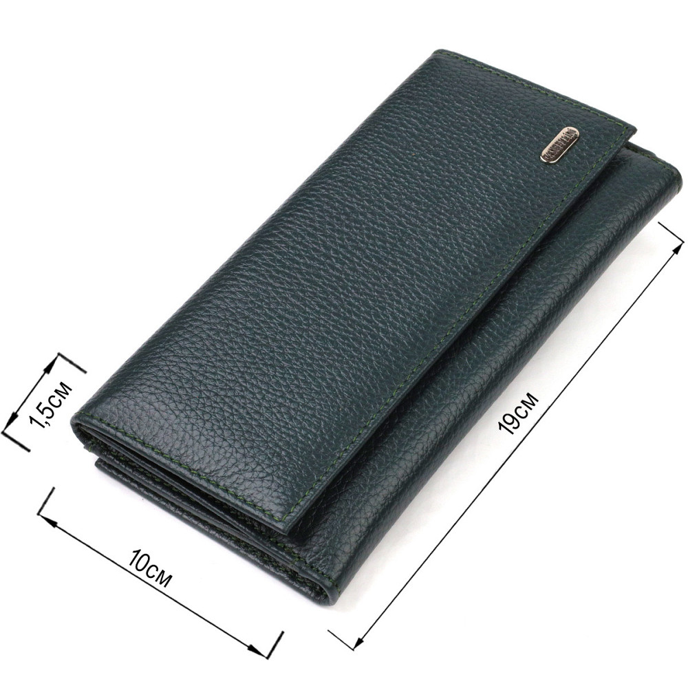 Практичное женское портмоне из натуральной кожи флотар Зеленое (CANPELLINI) Киев - изображение 7