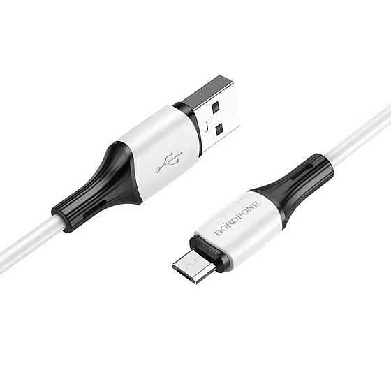 Кабель BOROFONE BX79 USB - Micro 2.4A, 1m, силіконовий, силіконові конектори, колір білий BX79MW Одеса