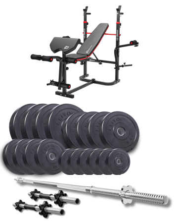 Набір Elitum Titan 89кг з лавою HS-1065HB Pro, штангою та гантелями Киев