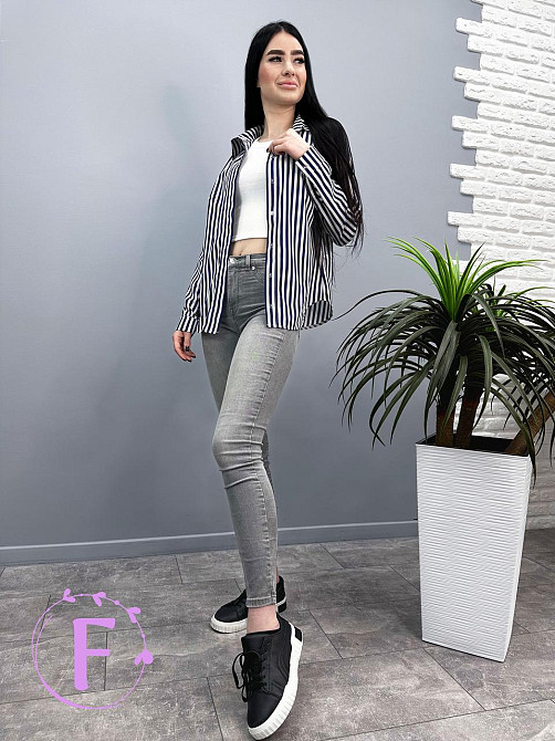 Сорочка з довгими рукавами у смужку "Sail" оптом | Норма | Розпродаж моделі Темно-синій, 46-48, широка смужка Київ - фото 3