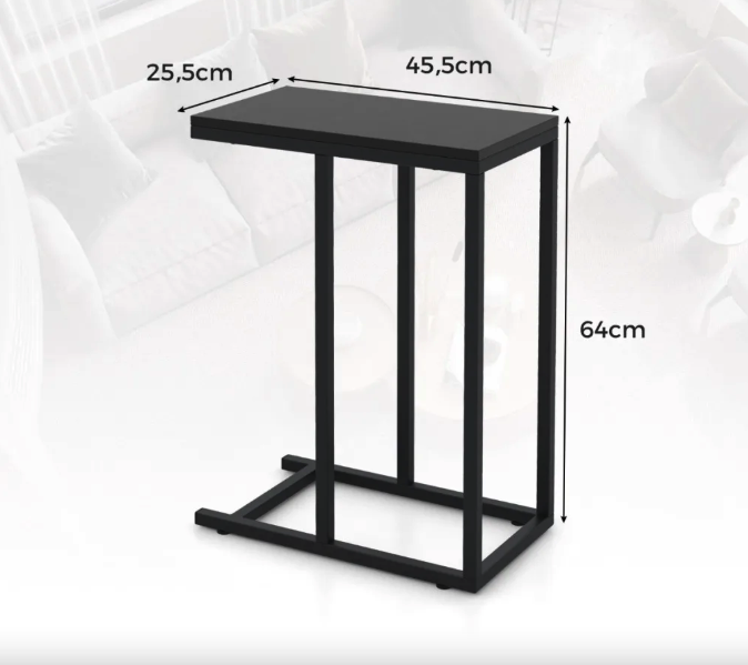 Журнальный приставной столик в стиле Loft черный современный дизайн для гостиной и спальни Costway Vittsjo Киев - изображение 7