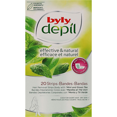 Воскові смужки Byly Для депіляції тіла з М’ятою, Зеленим чаєм, Алое 20 шт (8411104040502) Вінниця - фото 1
