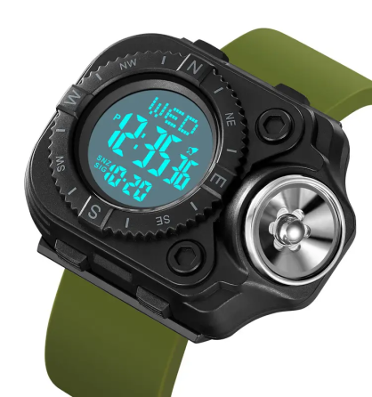 Чоловічий наручний годинник з ліхтарем Skmei 2187 Зелений з білим циферблатом Київ