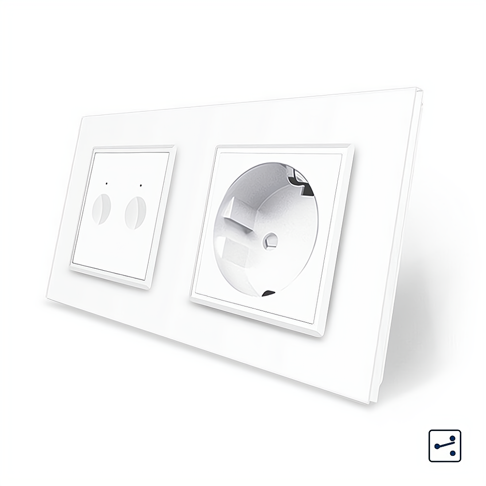 LIVOLO Сенсорний прохідний/перехресний вимикач Sense 2 сенсора 1 розетка Livolo білий скло (VL- Коломыя - изображение 4