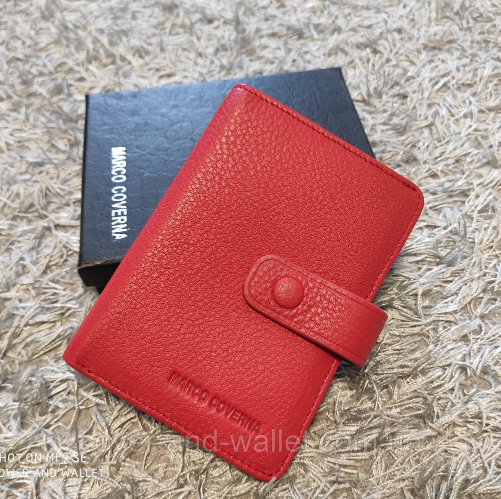 Маленький кожаный кошелёк красного цвета на много карточек Marco Coverna Киев - изображение 1