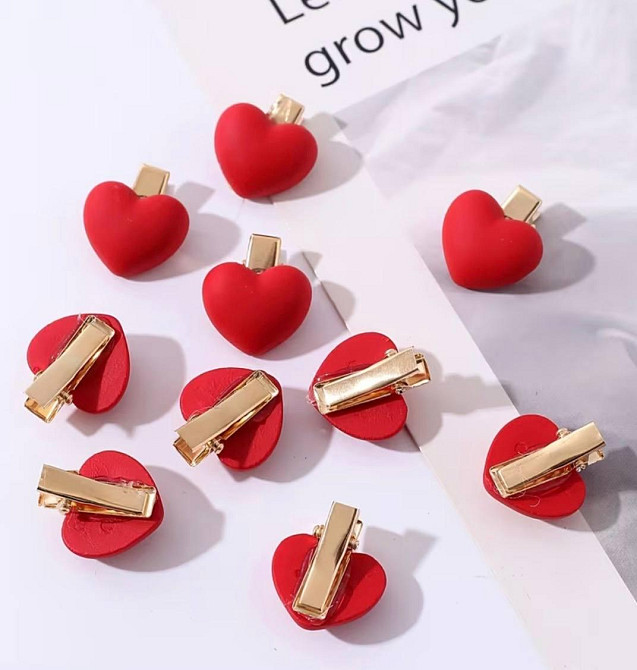 Набір шпильок для волосся 10 шт сердечка червоні, заколки кліпси декоративні для дівчат Київ - фото 2