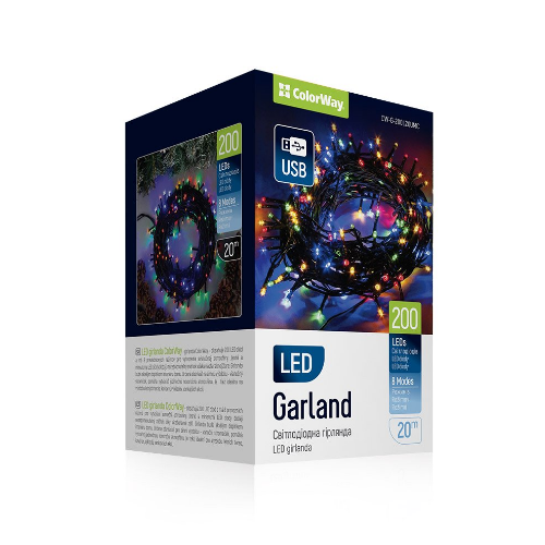 Світлодіодна гірлянда 200 Led 20м 8 режимів CW-G-200L20UMC ColorWay Житомир - изображение 3