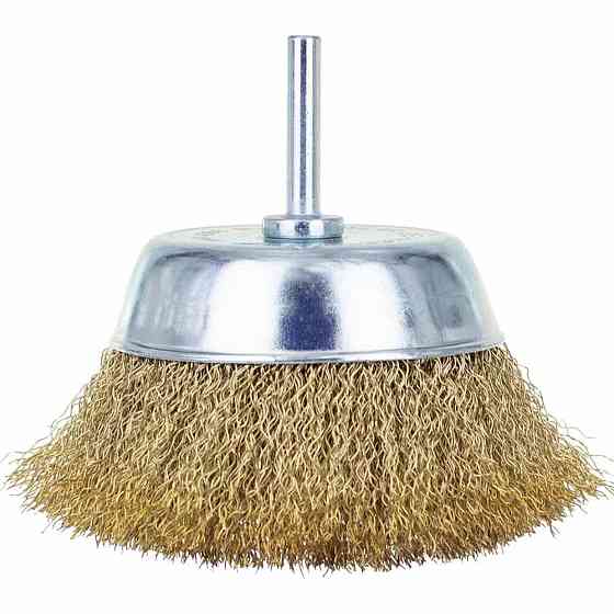 Щітка дротяна чашеподібна Ø100мм хвостовик Ø6мм (латунированная) SIGMA (9015101) Рівне