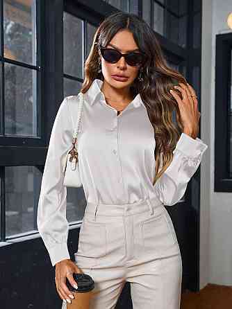 Женская базовая рубашка на пуговицах из шелка Армани Белый, 42/44 Одесса