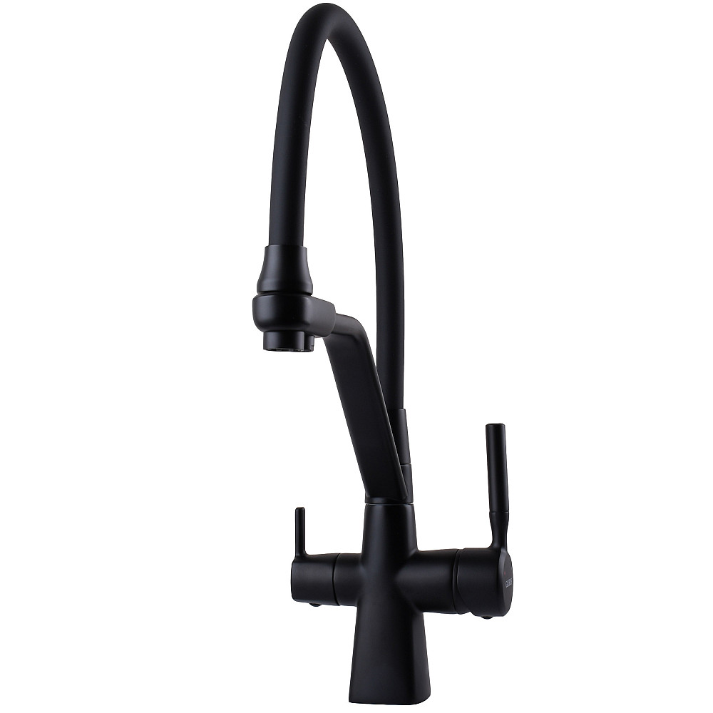 Змішувач для кухні під осмос Globus Lux GLLR-0700-L-10-01 гофрований  на гайці латунь, Чорний-Чорний Тернополь - изображение 2