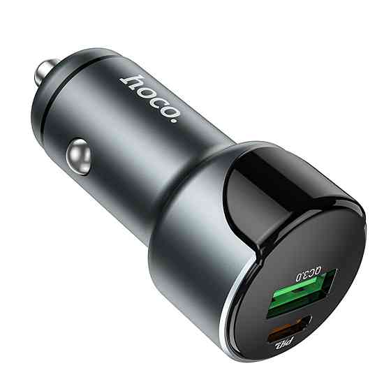 Автомобільний зарядний пристрій HOCO Z42 Light road dual port digital display PD20W+QC3.0 car charger Metal Gray Київ