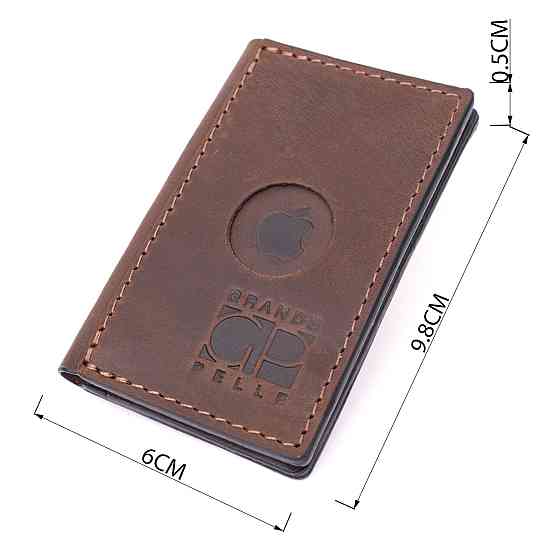 Практичний картхолдер з утримувачем для Apple AirTag з натуральної шкіри GRANDE PELLE 11606 Коричневий Київ