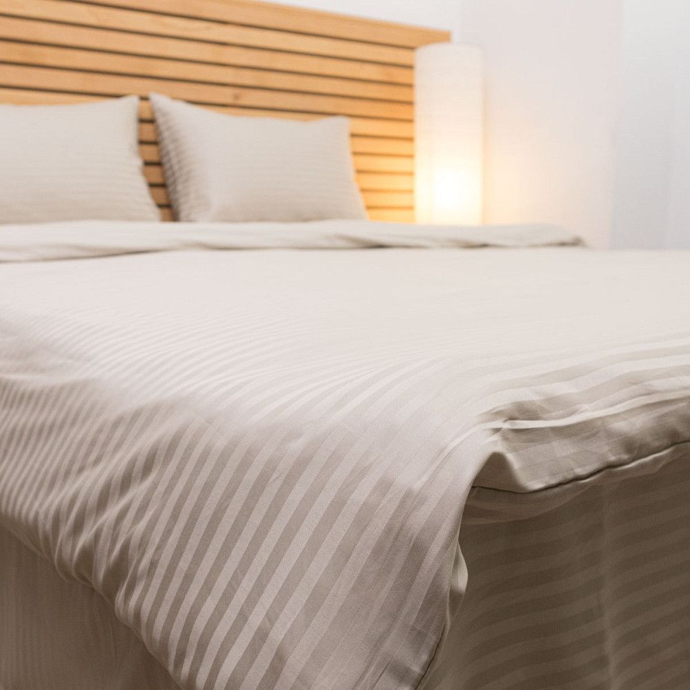 Постельное белье Семейное Страйп Сатин комплект 125 г/м2 YouStar (Перламутровый) 2 х 50х70 Сумы - изображение 7