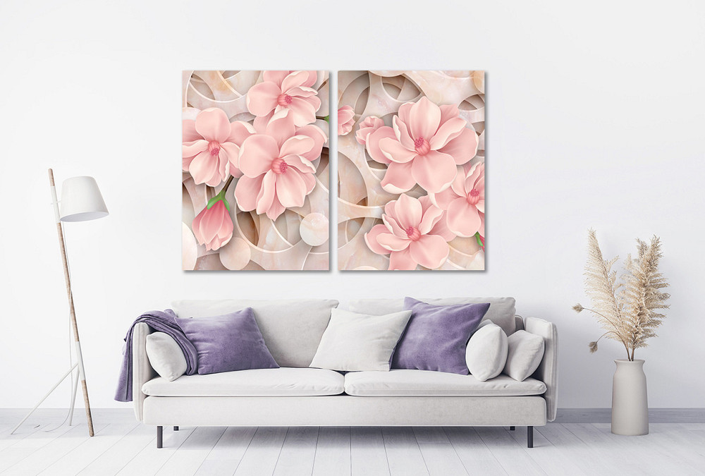 Модульна картина у вітальню/ спальню Розжева Магнололія TLV-2_071 120х170 см Київ - фото 2