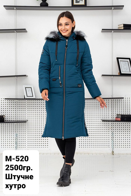 Жіноча довга зимова куртка з натуральним хутром песця, чорнобурка, енот.  44-58р. Київ - фото 4