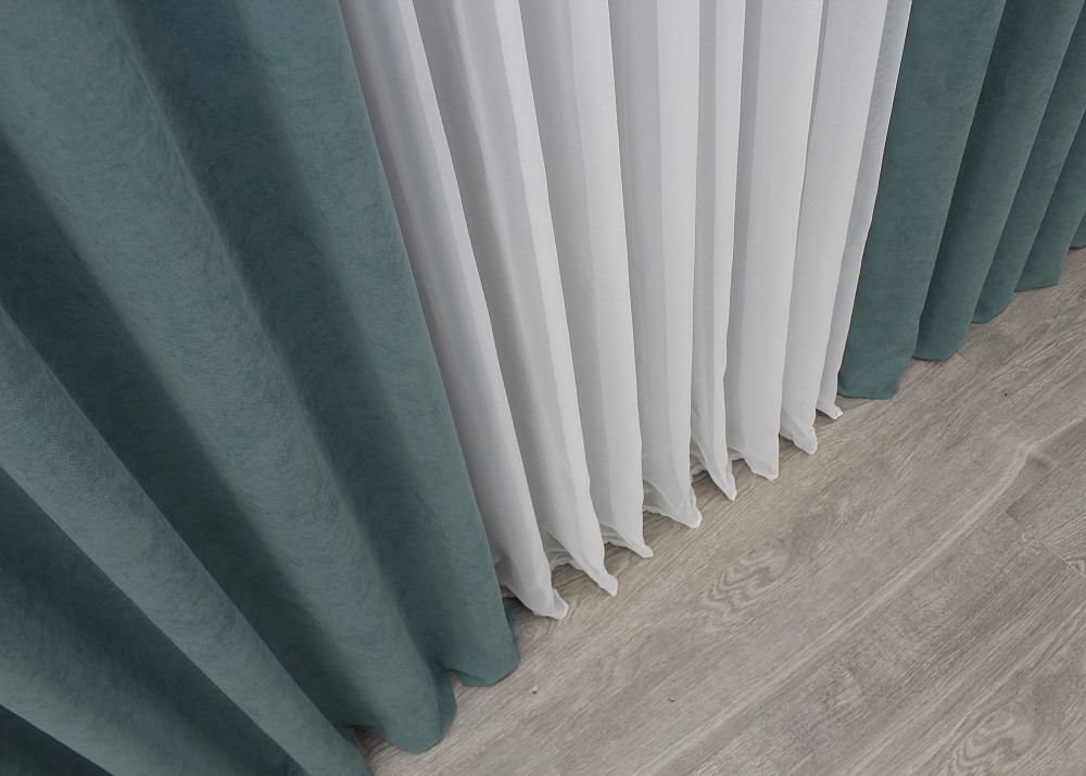 Комплект готовых штор VR-Textil Микровелюр Petek № 1507ш Серо-голубой 150х285 см 2 шт (33-0389) Киев - изображение 7