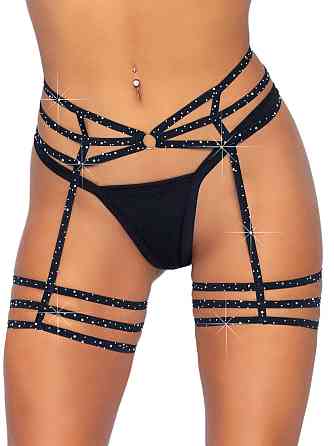 Пояс для чулок One Size Spice It Up Garter Belt от Rhinestone Leg Avenue, со стразами, черный Sex Aura Киев