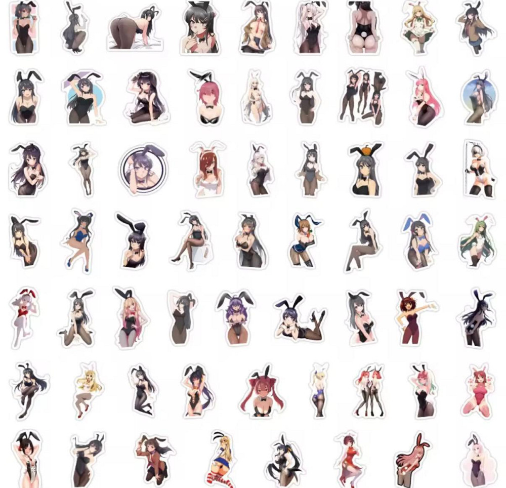Набір вінілових наліпок з аніме-дівчатами у bunny-style, 30 шт Київ - фото 4