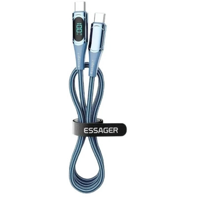 Дата кабель USB-C to USB-C 1.0m 100W Digital Display blue Essager (ES-XCTT1-YD03) Вінниця - фото 2