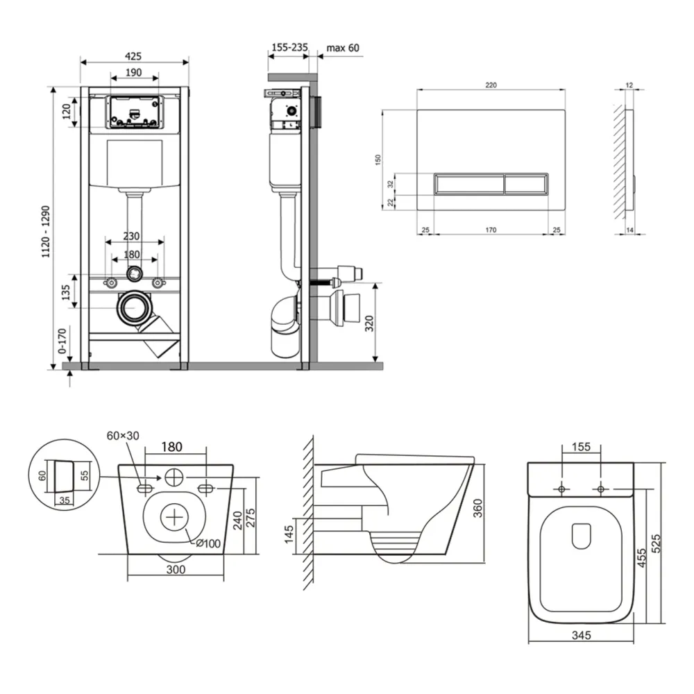 Готове рішення Qtap для ванної кімнати: підвісний унітаз Tern Ultra Quiet 525x345x360 + комплект інсталяції Nest 4 в 1 (лінійна Київ - фото 2