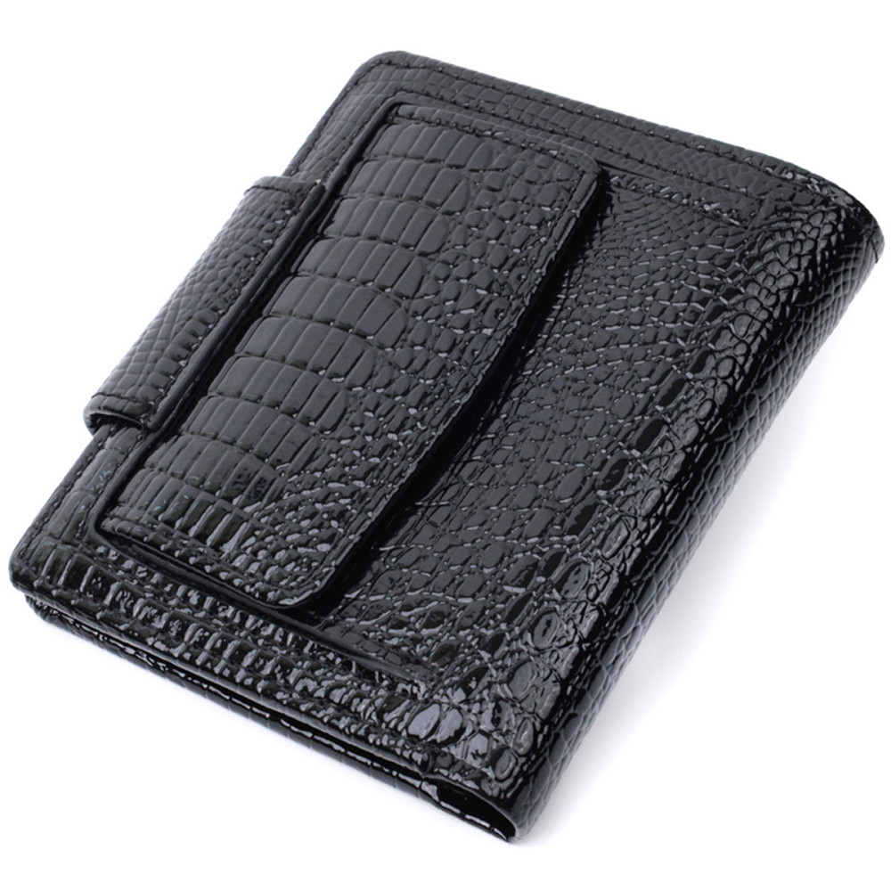 Жіночий шкіряний гаманець середнього розміру чорний (ST Leather) Київ - фото 18