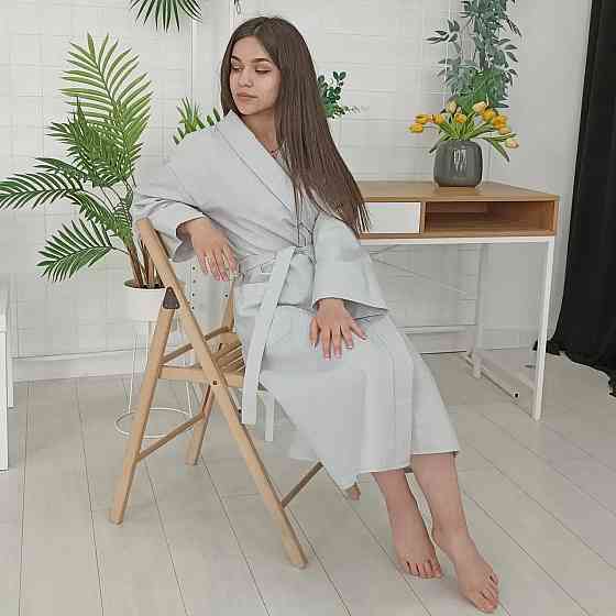 Вафельный женский халат Кимоно YouStar 100% хлопок размер XL (56-58) 200 г/м2 (Серый) Сумы