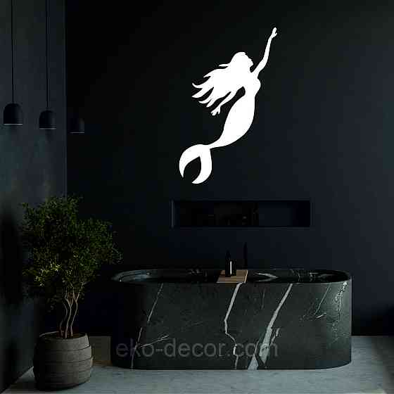 Декоративное настенное 3D Панно «Русалочка» Декор на стену с объемом 90*56 см, Белый Киев