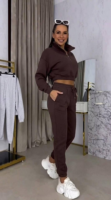Жіночий плюшевий прогулянковий костюм з велюру Шоколадний, 46/48 Одеса - фото 2