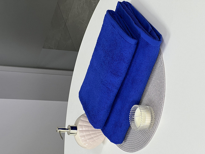 Комплект махрових рушників Ideal Textile 2 шт (50х90см + 70х140см) (56860378) Синій Чернівці - фото 4