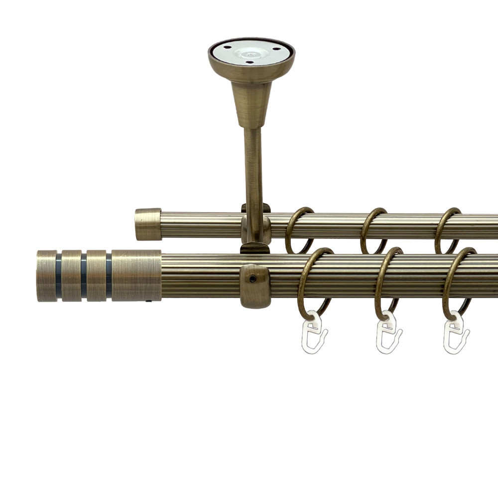 Карниз Orvit Модуло металевий дворядний відкритий до стелі рифлена труба кільце металеве Антик 25\16 мм 160 см (00-00025708) Львів - фото 1