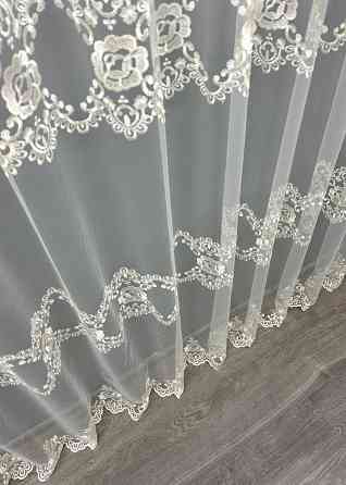 Тюль фатин с вышивкой цвет кремовый 1849т Киев