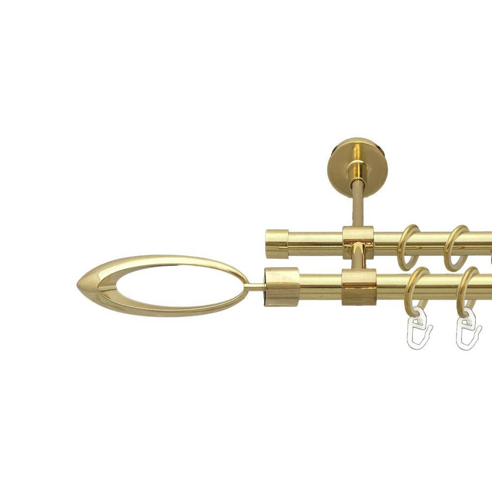 Карниз Orvit Венеція металевий дворядний закритий гладка труба кільце металеве Золото 16\16 мм 300 см Львов - изображение 1