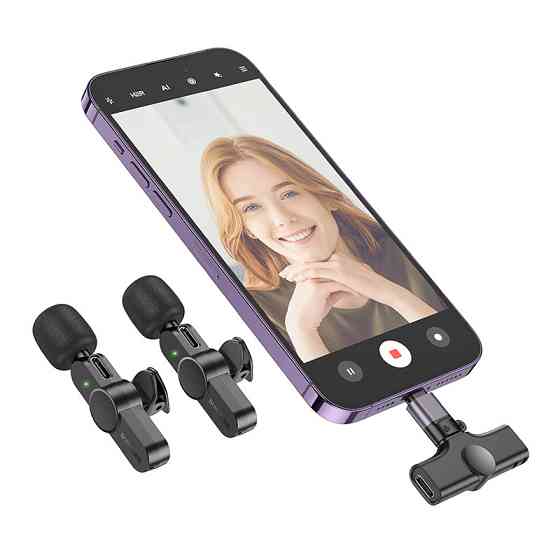 Беспроводная микрофонная система BOROFONE BFK12 Trophy lavalier wireless digital microphone(iP/Type-C) Black Одесса