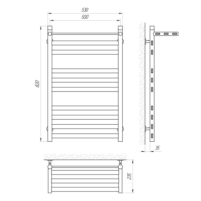 Водяна сушарка для рушників Laris Кватро П10 500х800 з полицею Київ - фото 6