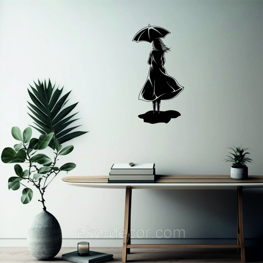 Декоративне настінне Панно «Дівчина з парасолькою», Декор на стіну 70*36 см, Чорний Київ - фото 5