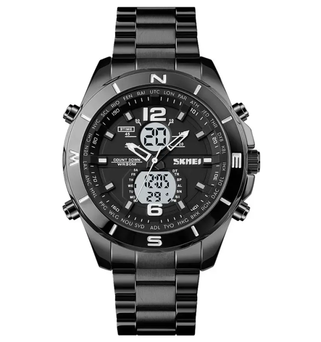 Мужские наручные часы Skmei 1670 (Черный с белым) Винница - изображение 2