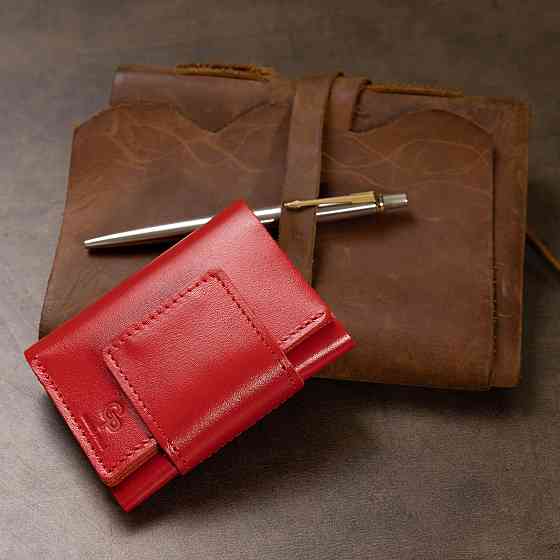 Компактное женское портмоне в три сложения Красный (GRANDE PELLE) Киев