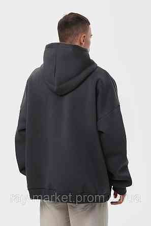 Худі оверсайз чоловіче утеплене RAY OVERSIZE темно-сіре (U0404M-Dark Grey) 2XS/XS Київ