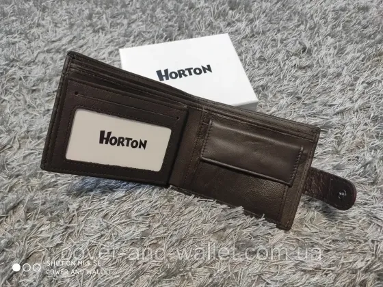 Классический мужской кожаный кошелёк коричневого цвета Horton Киев