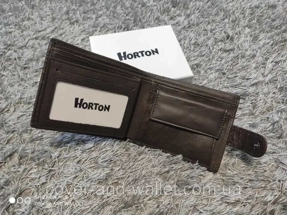 Классический мужской кожаный кошелёк коричневого цвета Horton Киев - изображение 2