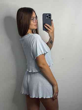 Женский трикотажный комплект для дома Голубой M-L Харьков