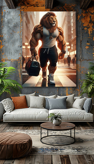 Картина Холсті в спортзал  Лев  KLM_15 100х150 см Киев - изображение 3