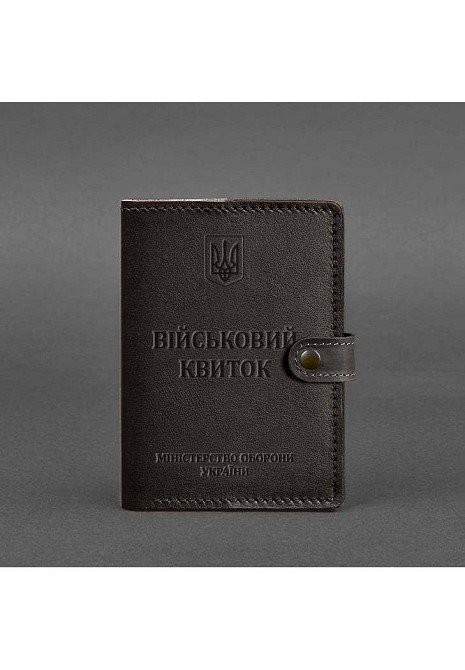 Шкіряна обкладинка портмоне для військового квитка 15.0 темно-коричнева обкладинка на військовий квиток з відділом для карток Одеса - фото 5