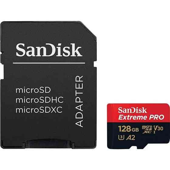 Картка пам'яті MicroSDXC 128 GB UHS-I U3 R200/W90MB/s SanDisk Extreme Pro V30 + SD-адаптер Харків