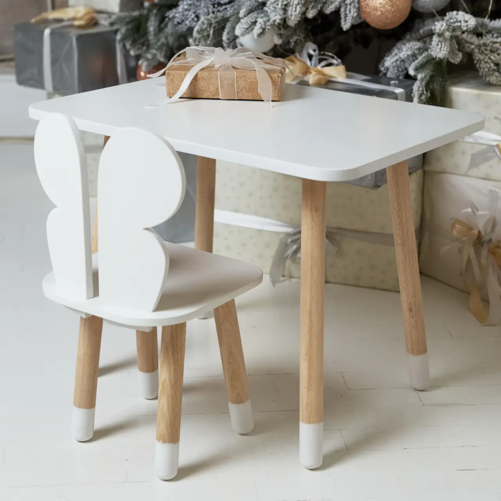 Детский прямоугольный столик (Белый) и стульчик Бабочка (Белая) Винница - изображение 2